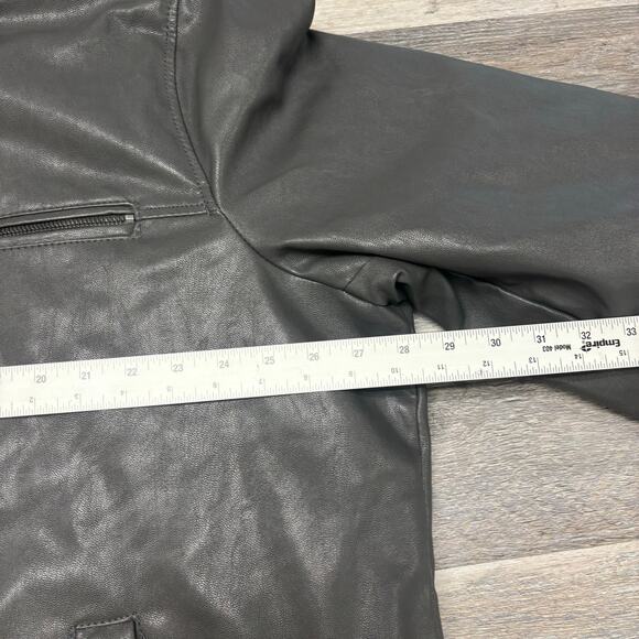 Dockers Gray Mens 2XLT Faux Leather Diamond Quilt Lined Zip Up Bomber Jacket EUC - Picture 7 of 9